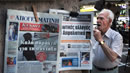 Greek newspaper stand